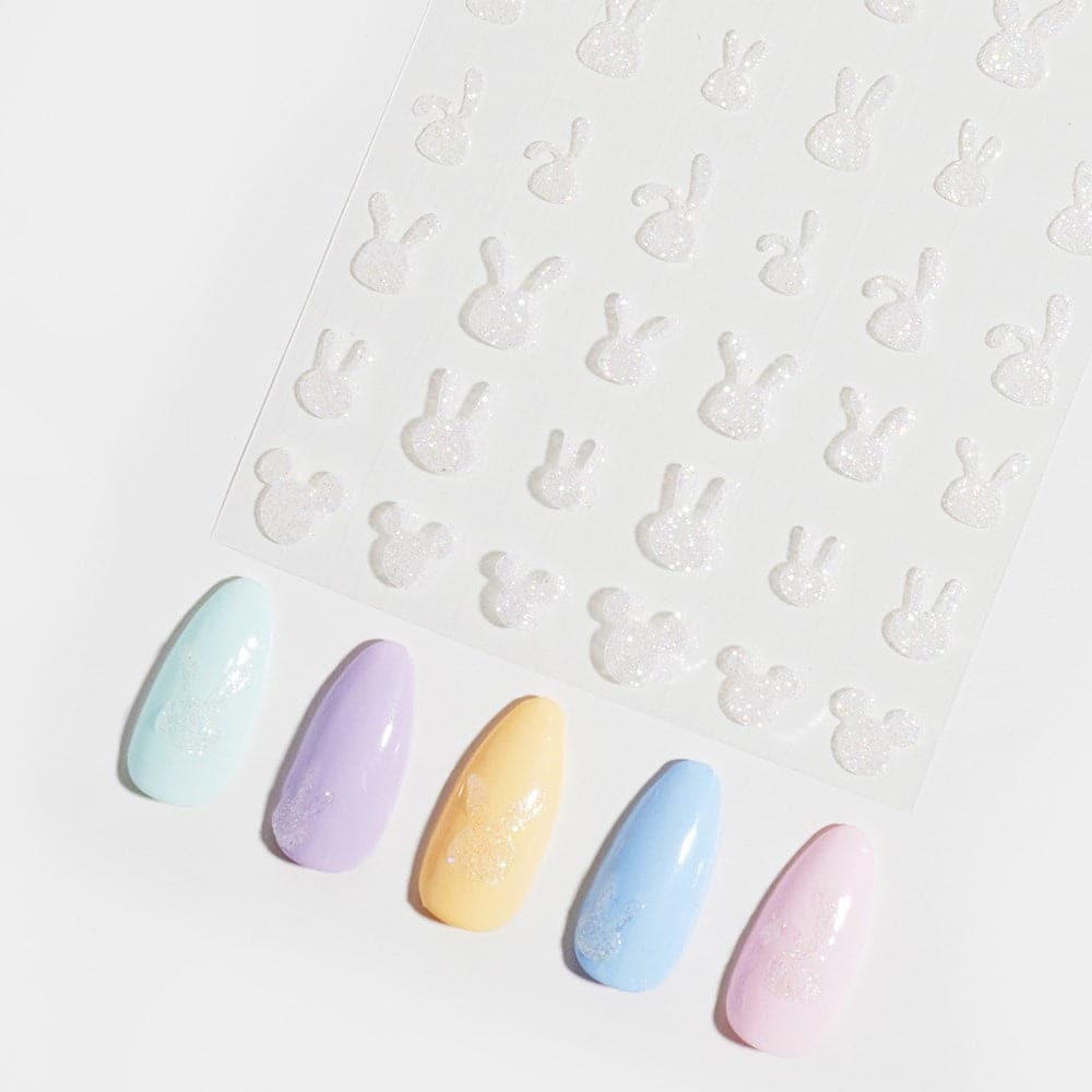 Gelous White Glitter Bunny Nail Art Stickers product photo - photographed in Australia