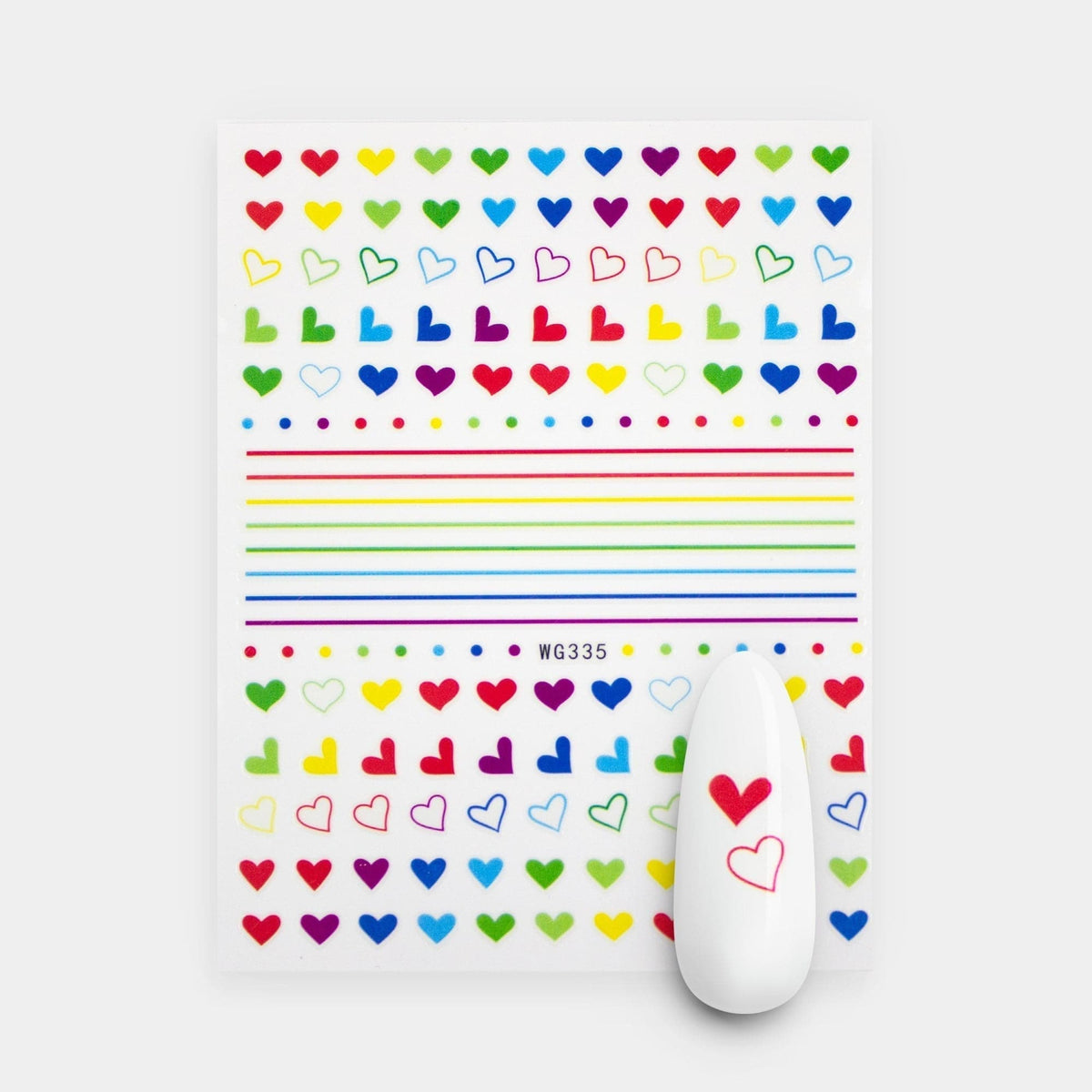 Gelous Rainbow Hearts Nail Art Stickers product photo - photographed in Australia