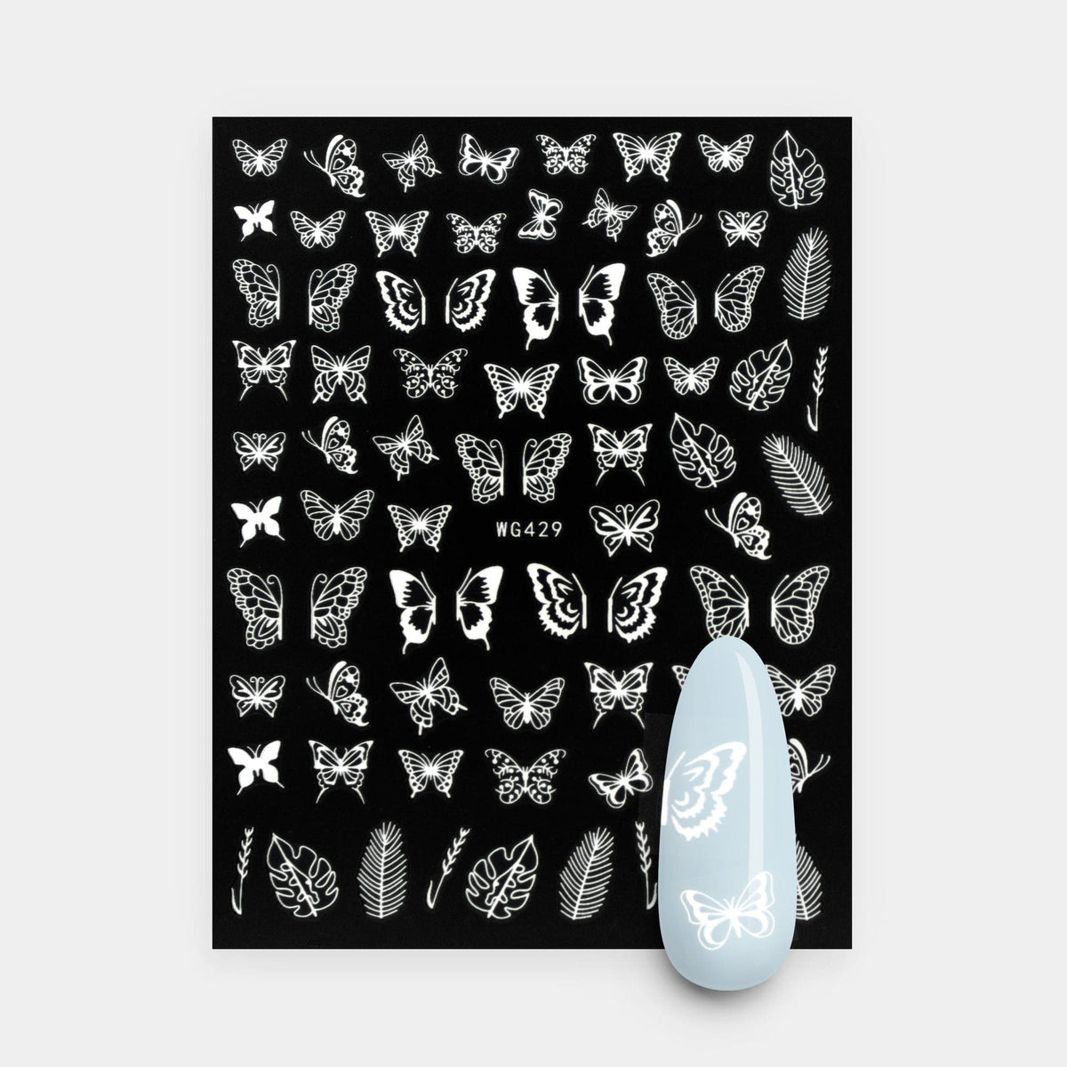 Gelous White Butterflies Nail Art Stickers product photo - photographed in Australia