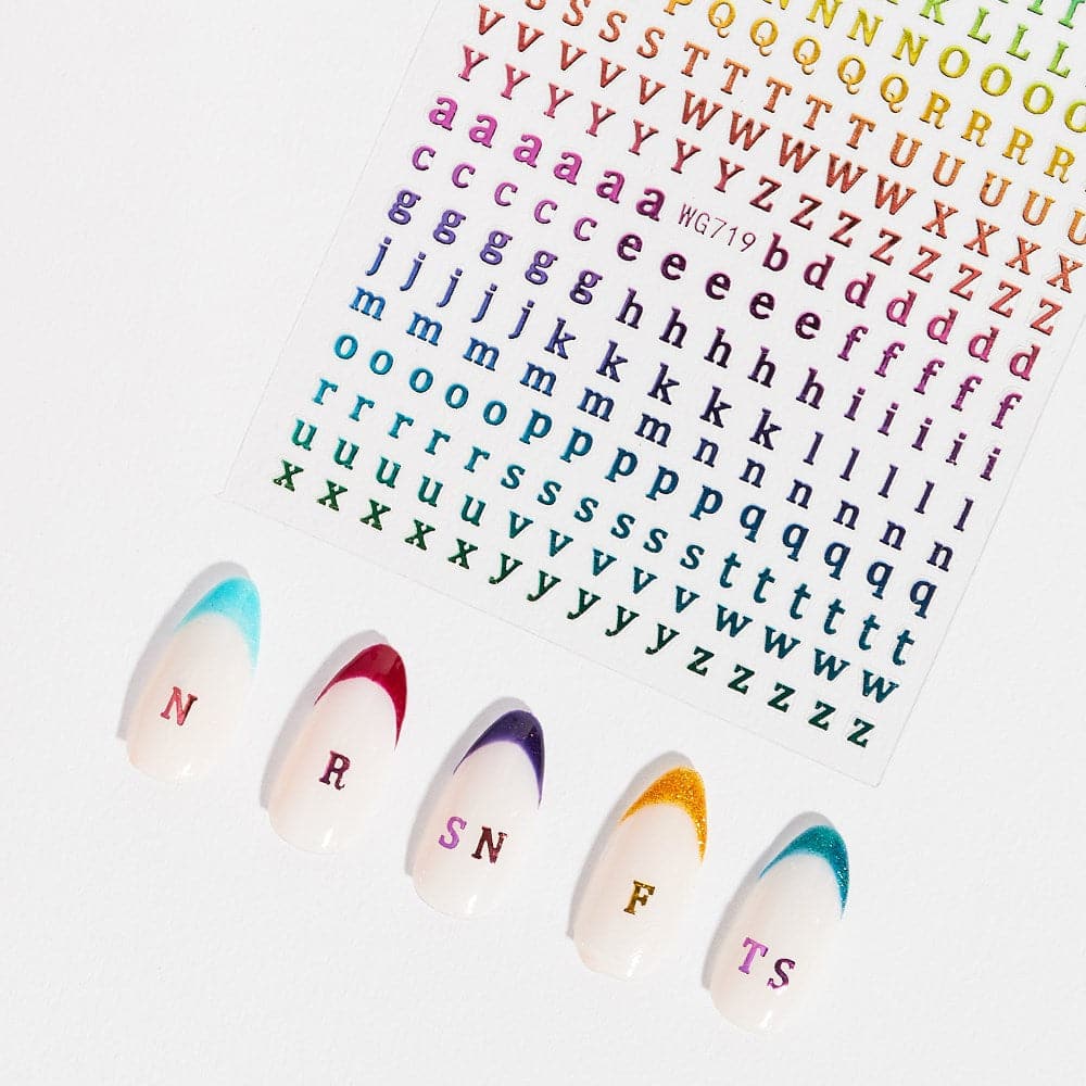 Gelous Rainbow Letters Nail Art Stickers product photo - photographed in Australia